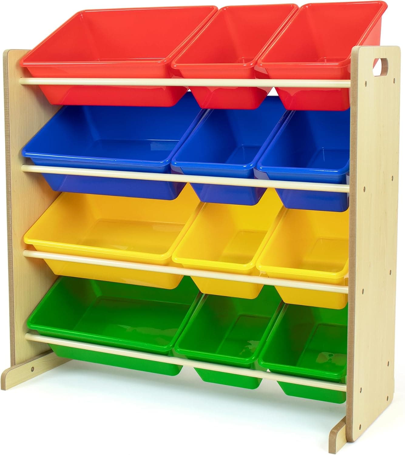 Humble Crew Kids' Toy Storage Organizer with 12 Plastic Bins, Natural/Primary