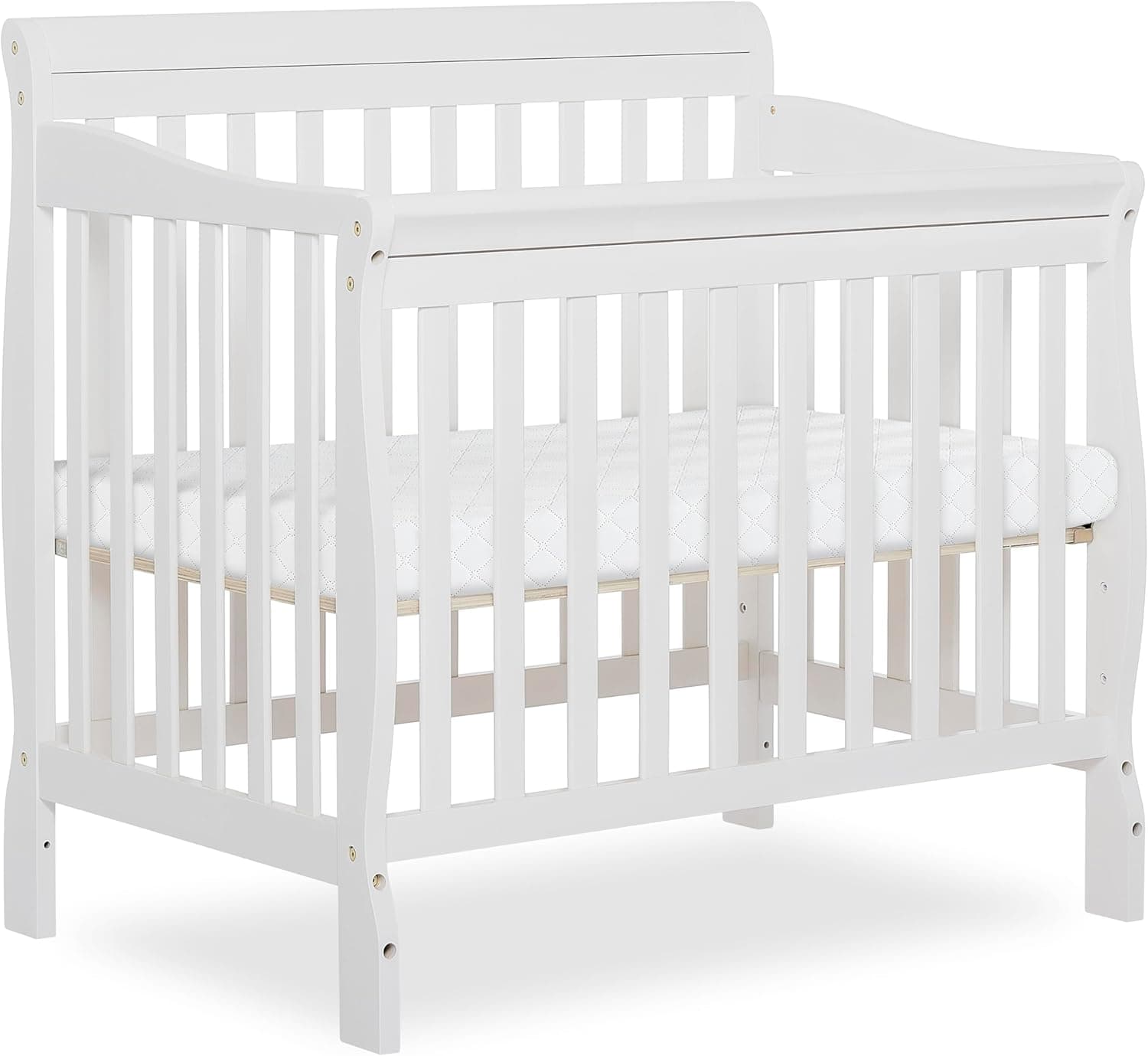 Dream On Me Aden 4-in-1 Convertible Mini Baby Crib, White