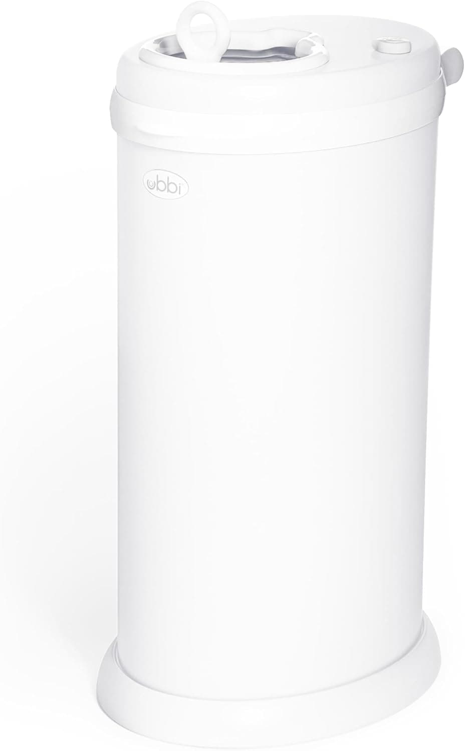 Ubbi Steel Diaper Pail, Odor Locking, No Special Bag Required, Childproof Safety Lid (White)
