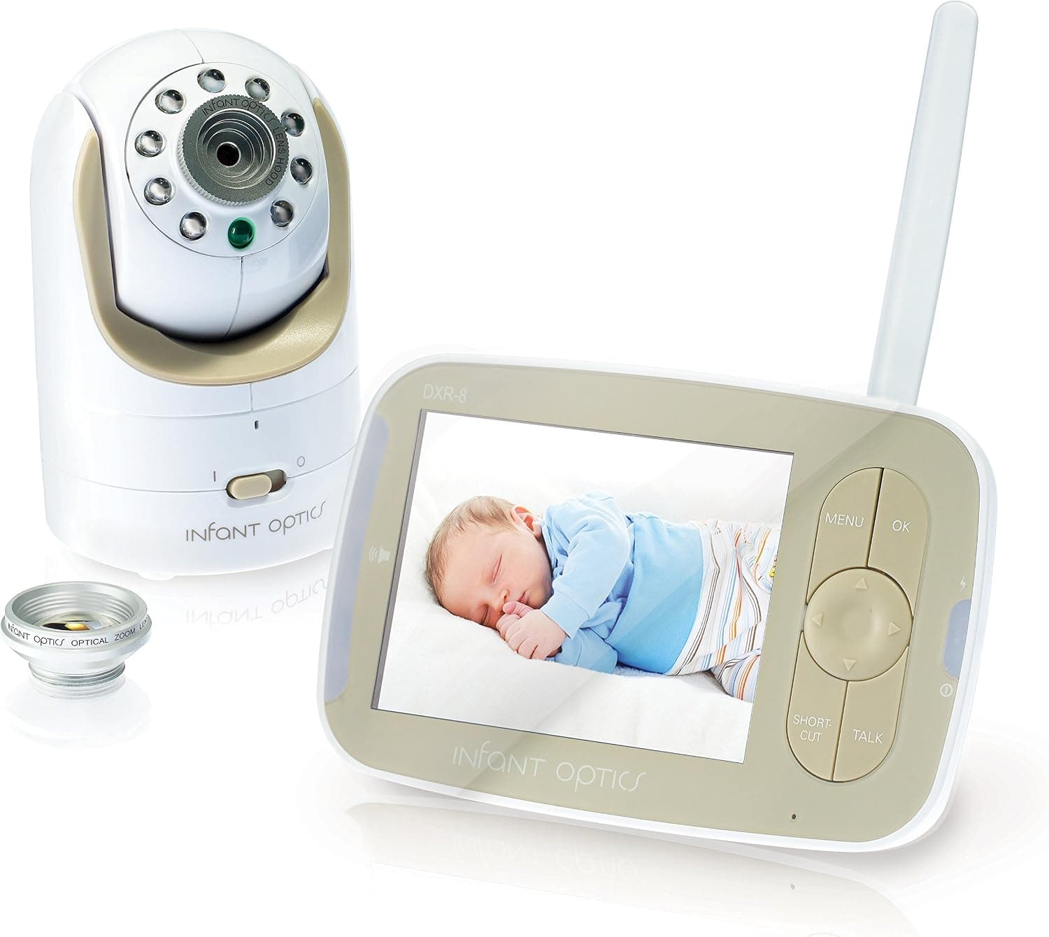 Infant Optics DXR-8 480p Video Baby Monitor, Non-WiFi, Interchangeable Lenses, Pan Tilt Zoom