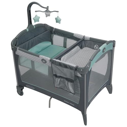 Graco® Pack ’n Play Change ’n Carry Playard, Portable Changing Pad, Nest Baby Bassinet, Toy Mobile, Manor