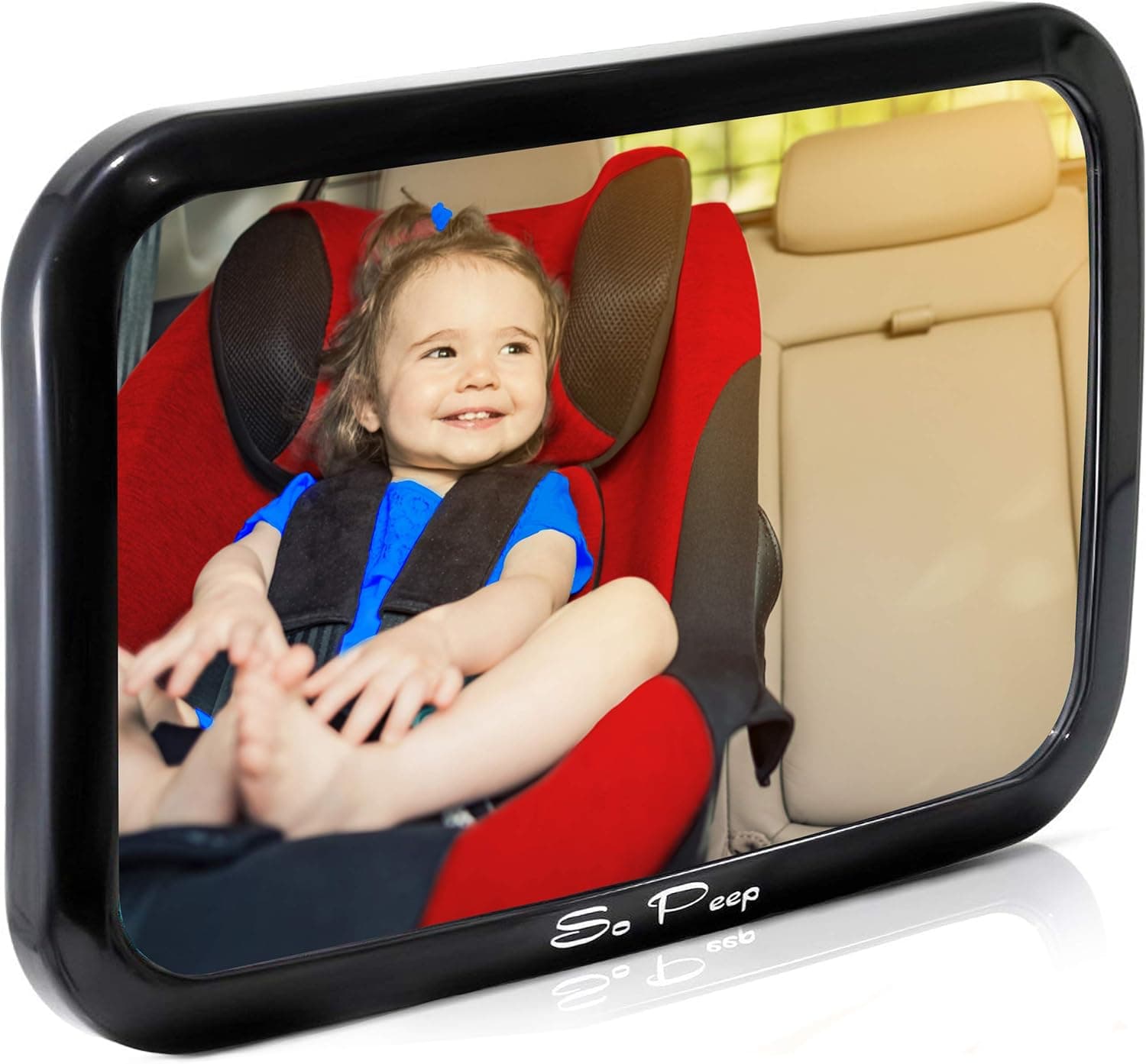 So Peep Baby Car Mirror, Adjustable Backseat Safety Mirror for Newborns, Rear Facing