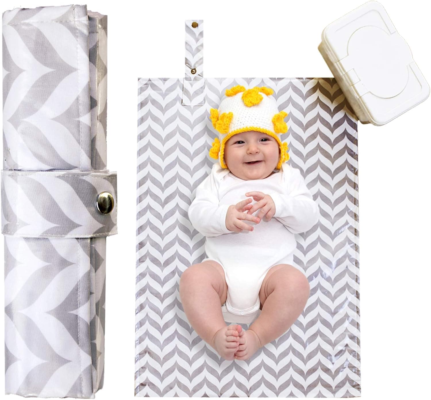 Best Portable Diaper Changing Pad, Waterproof Wipeable Washable Cushioned Quilted Padding