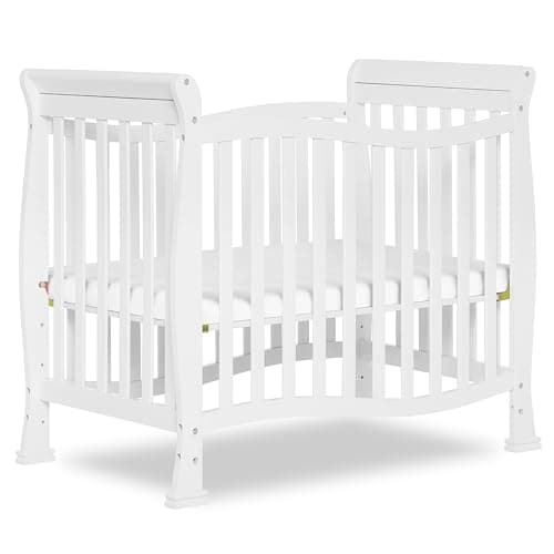 Dream On Me Violet 4-in-1 Convertible Mini Baby Crib in White, Pinewood, 1” Mattress Pad, 3 Mattress Heights, Converts to Mini Day Bed & Twin-Size Bed, GreenGuard Gold & BSA Certified