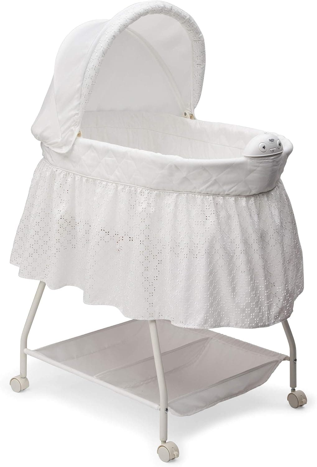 Delta Children Deluxe Sweet Beginnings Bedside Bassinet with Lights and Sounds, Turtle Dove