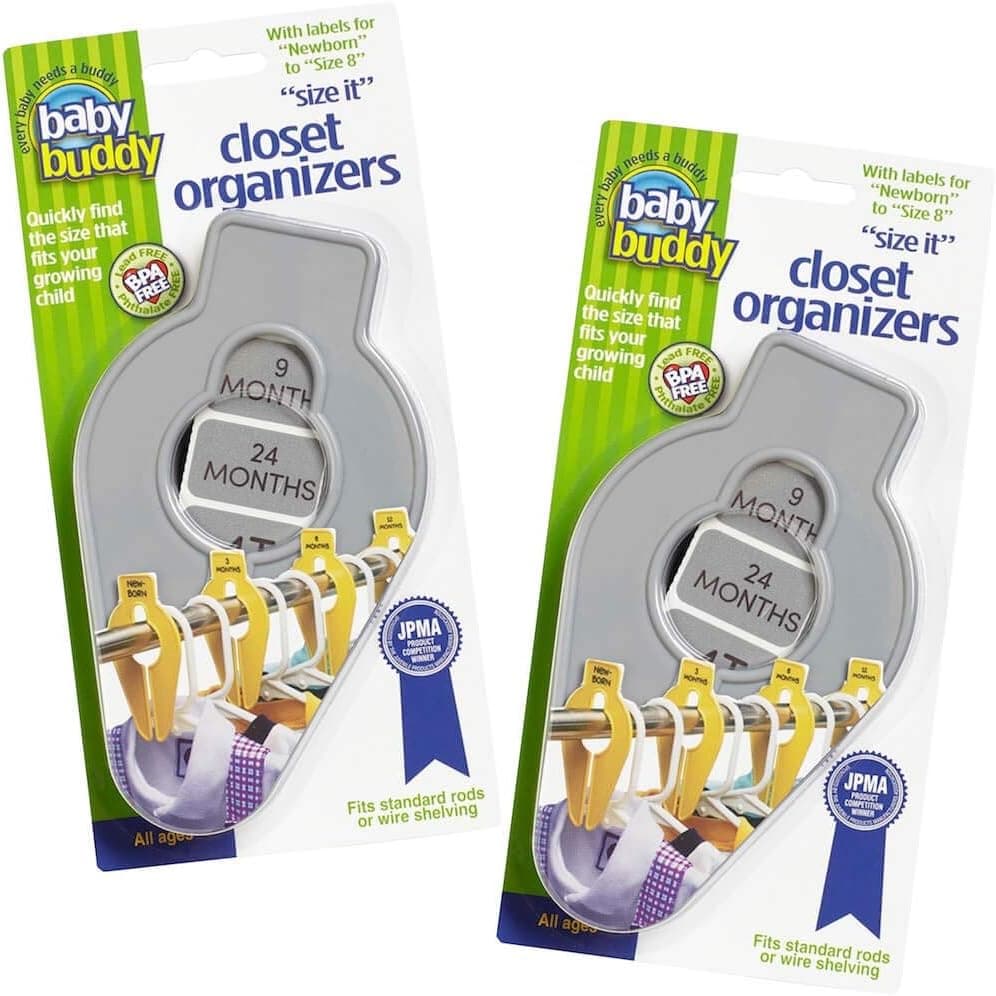 Baby Buddy Size-It Closet Organizers, Baby Clothes Closet Dividers, Newborn up to Size 8 (Gray, 10 Count)