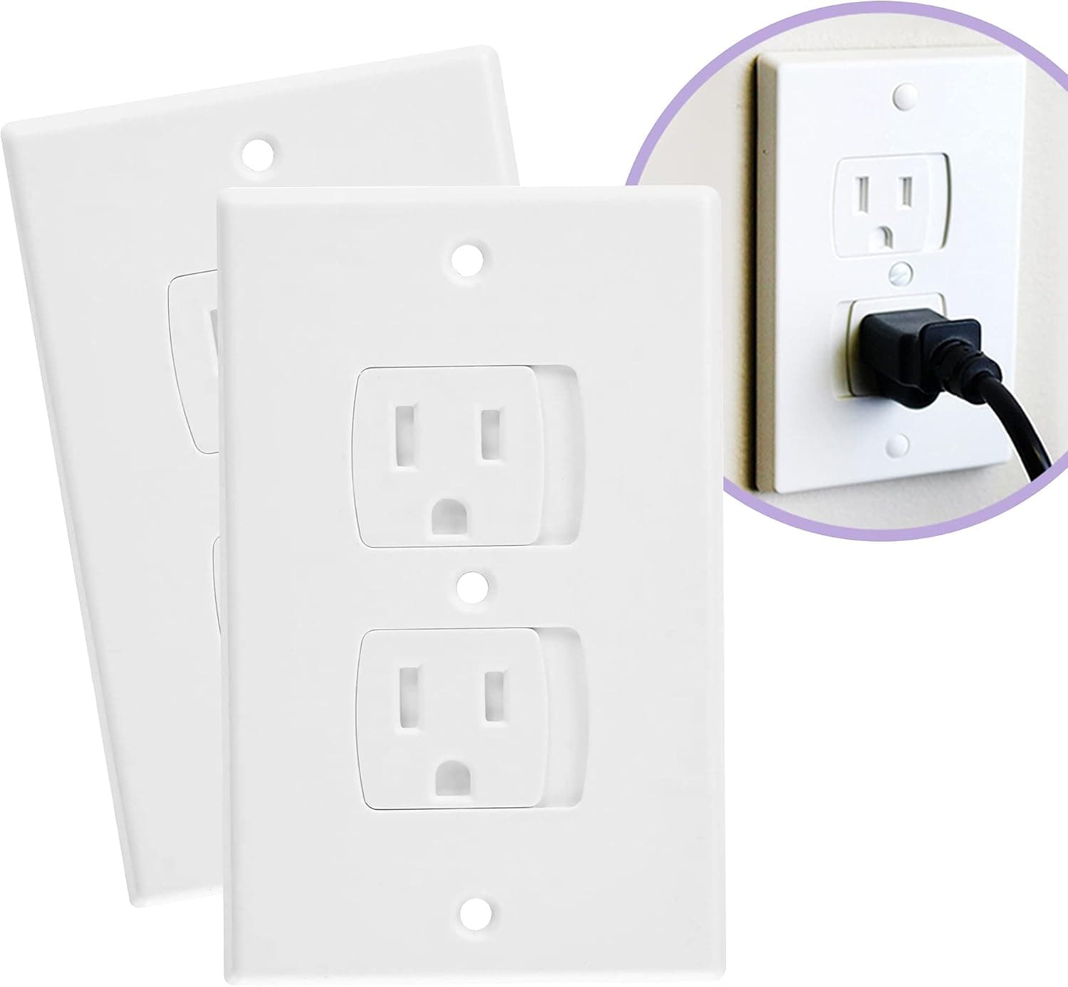 Ashtonbee Child Safety Plug Socket Covers, Plug Covers for Electrical Outlets, White, Set of 2 (48 Pack)