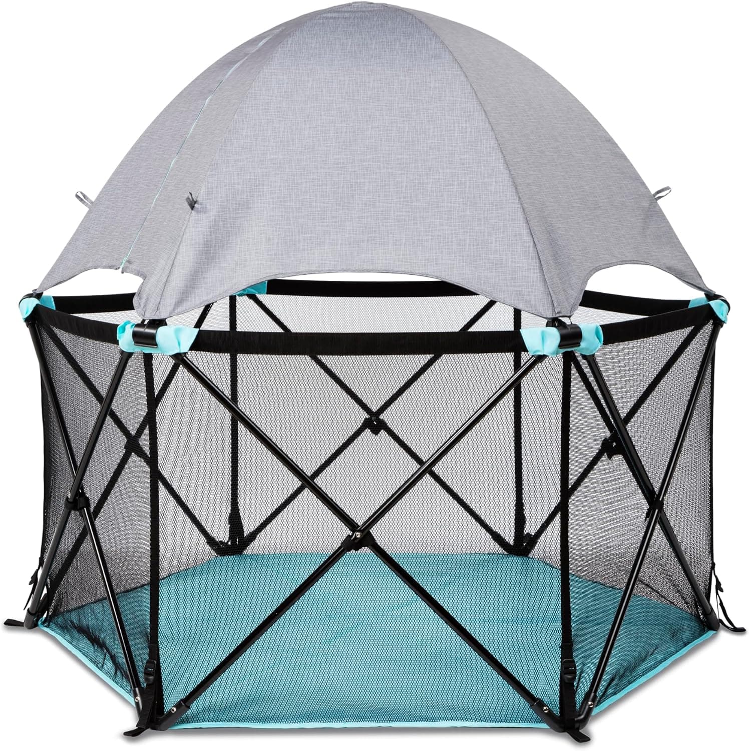 Summer Infant Pop 'N Play Deluxe Ultimate Playard, Aqua Splash - Full Coverage Portable Play Pen