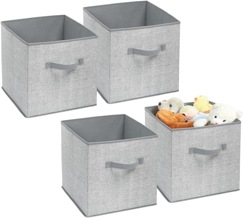 mDesign Soft Fabric Nursery/Playroom Closet Storage Organizer Bin 4 Pack - Gray