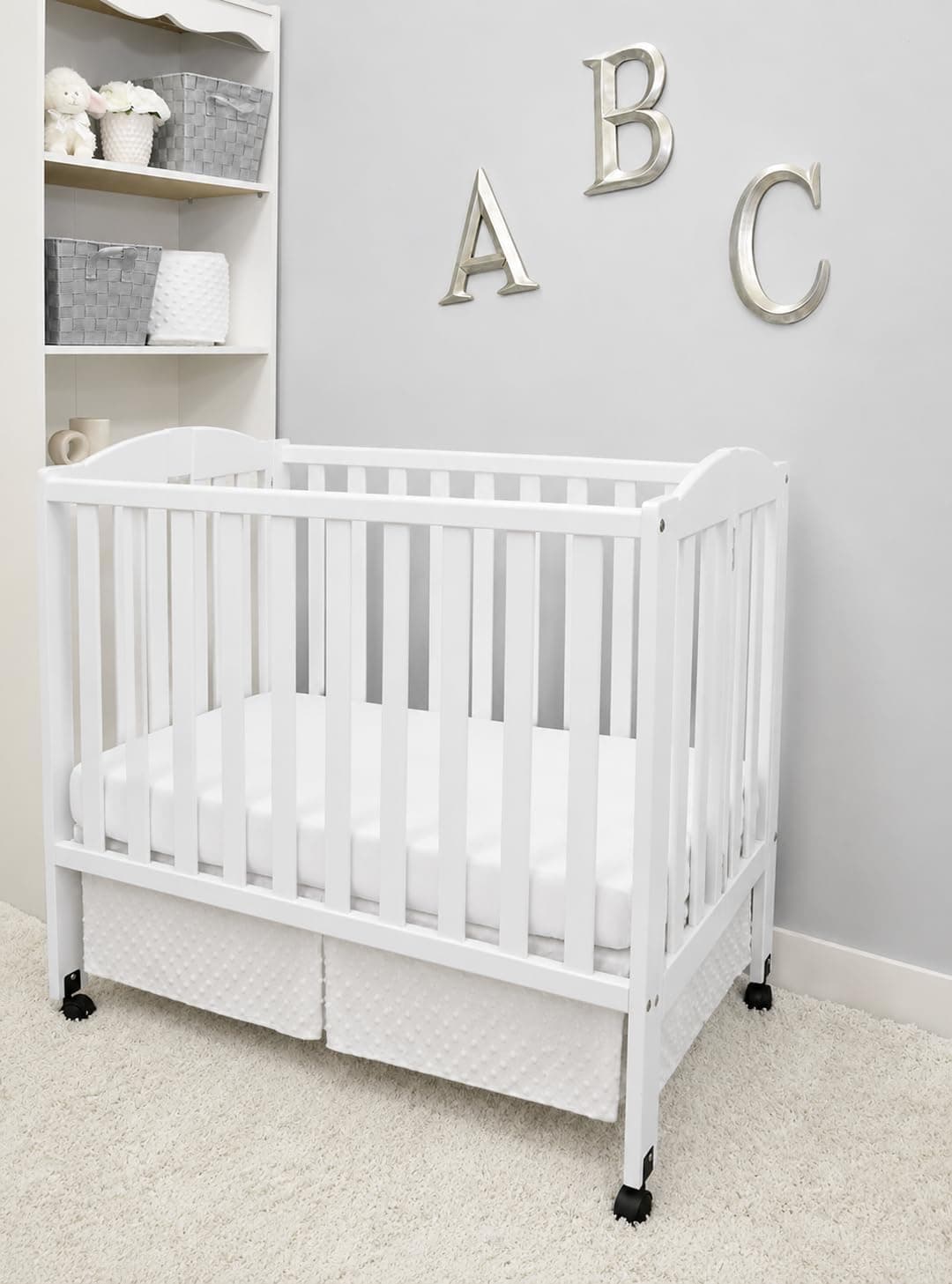 American Baby Company Heavenly Soft Minky Dot 3-Piece Mini/Portable Crib Bedding Set, White