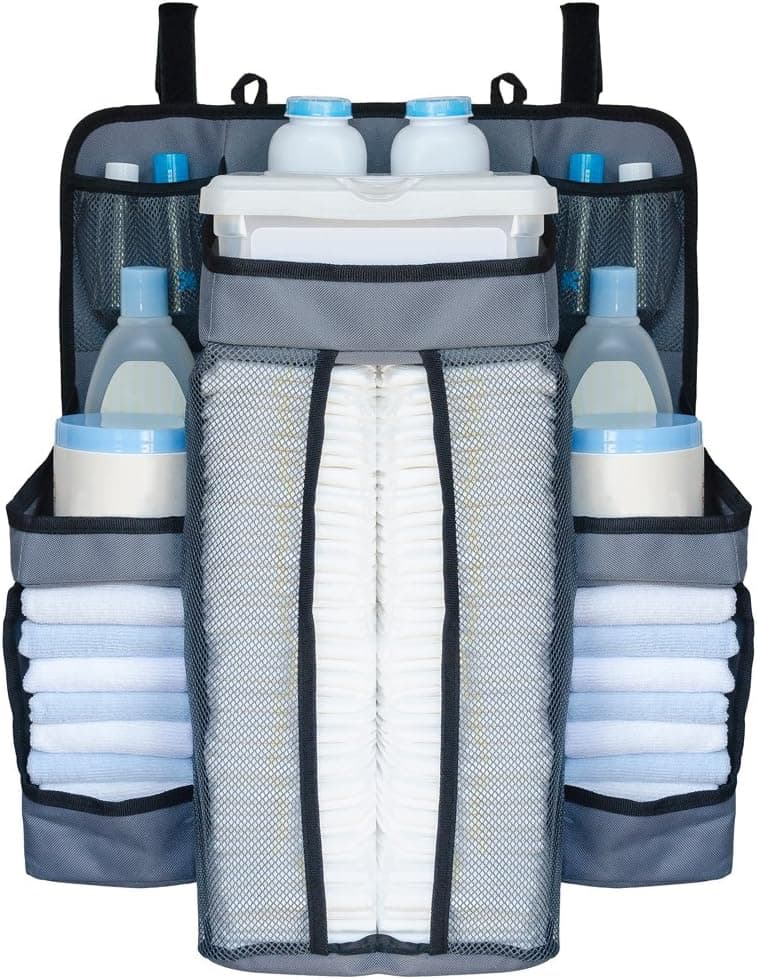 StackStorePlusMore Nursery and Diaper Organizer for Hanging on Crib, Changing Table, Closet