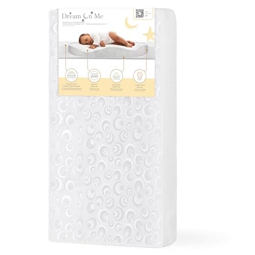 Dream On Me Breathable 2-in-1 Portable/Mini Crib Mattress, GREENGUARD Gold | Made in USA, Dual Sided, Waterproof Cover, ASTM & CPSC Tested, Fits Portable and Mini Crib 32" x 24" 3", Not for Playards