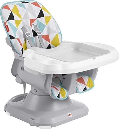 Fisher-Price Baby to Toddler High Chair SpaceSaver Portable Dining Seat & Booster with Washable Deep Tray & Li