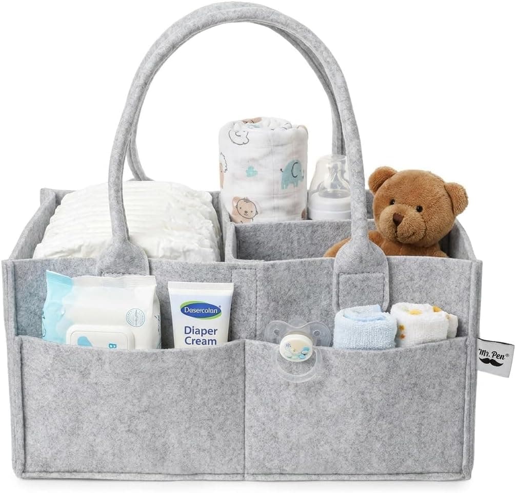 Munchkin Portable Diaper Caddy Organizer with Laminated Changing Pad, Grey