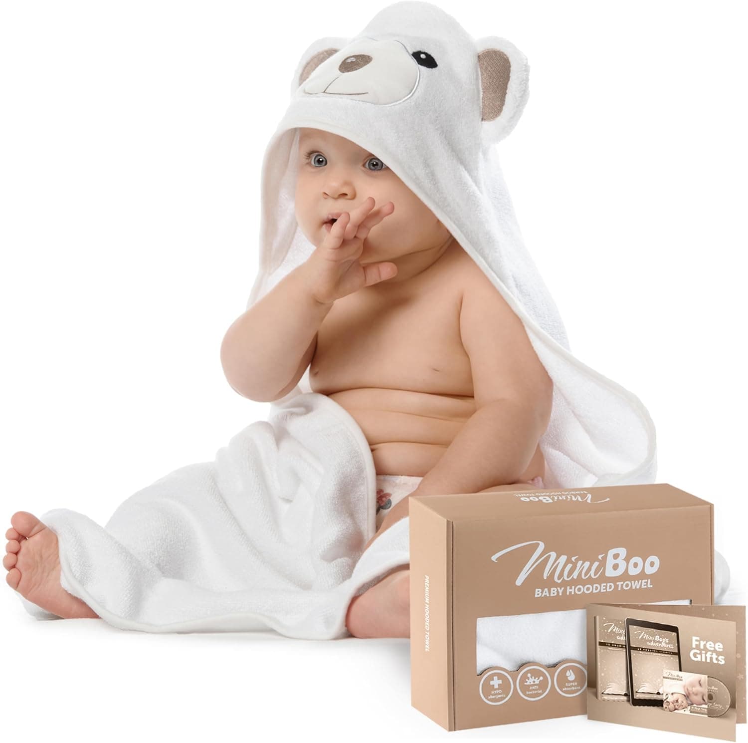 Hooded Baby Towels for Newborn & Toddler - Super Soft Baby Bath Towels with Hood, Highly Absorbent Viscose Made from Bamboo for Boys, Girls