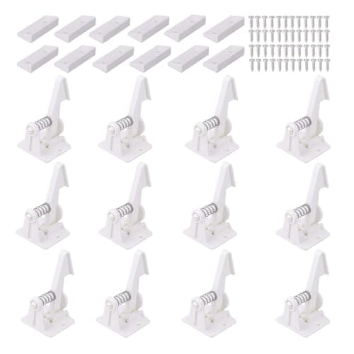 Vmaisi 12 Pack Cabinet Locks Child Safety Latches - Easy Install No-Drill | Baby Proofing with Strong Adhesive hold, Easy Installation with Cradle, Protects curious toddlers