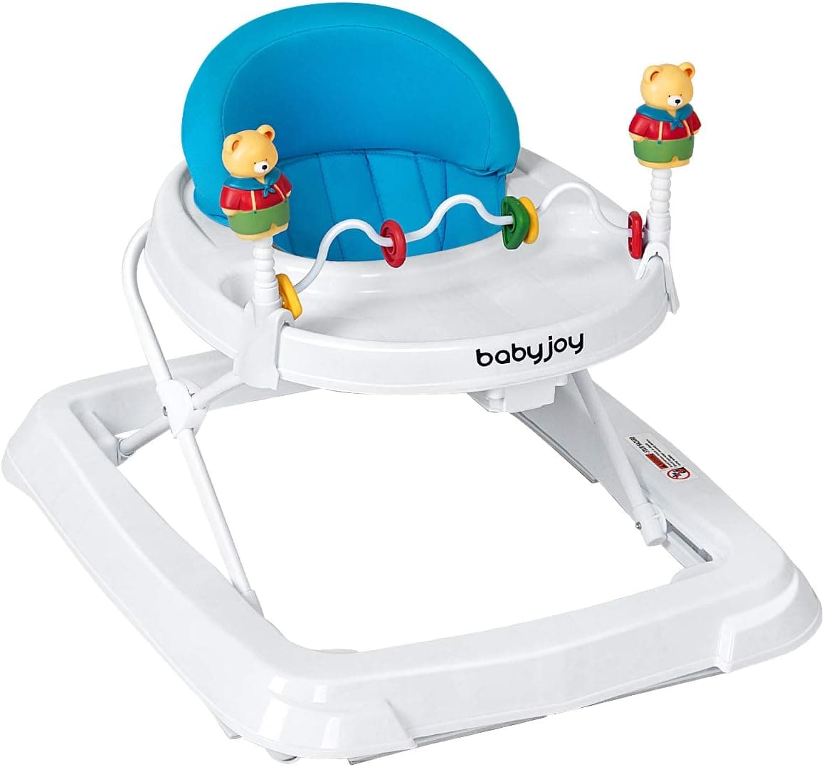 BABY JOY Baby Walker, Foldable Activity Walker with Adjustable Height, Large Tray (Blue)