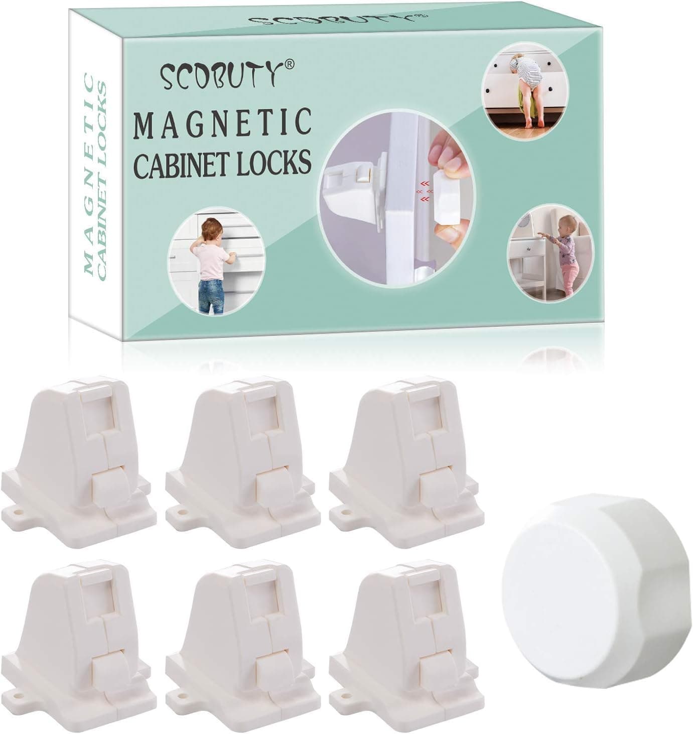 Eco-Baby Magnetic Cabinet Locks Child Safety for Drawers and Cabinets, Baby Proofing