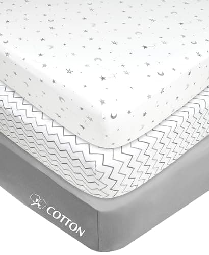 American Baby Company 3 Pack 100% Cotton Fitted Mini Crib Sheets, 38" x 24"