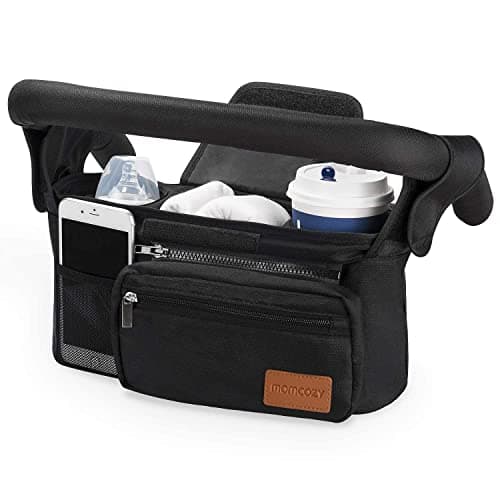 Momcozy Universal Stroller Organizer with Insulated Cup Holder | Detachable Phone Bag and Shoulder Strap, Fits for Uppababy, Baby Jogger, Britax, BOB, Umbrella, and Pet Strollers