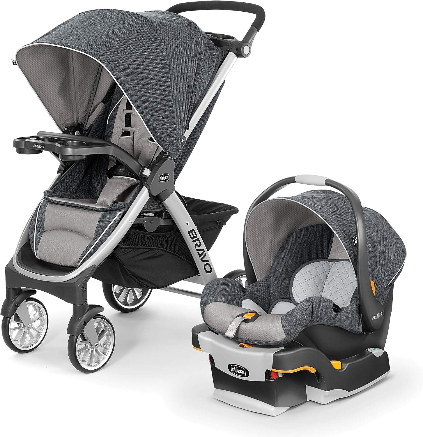 Chicco Bravo Trio Travel System with Full Size Stroller, One-Hand Compact Fold, Extendable Canopy and KeyFit 3