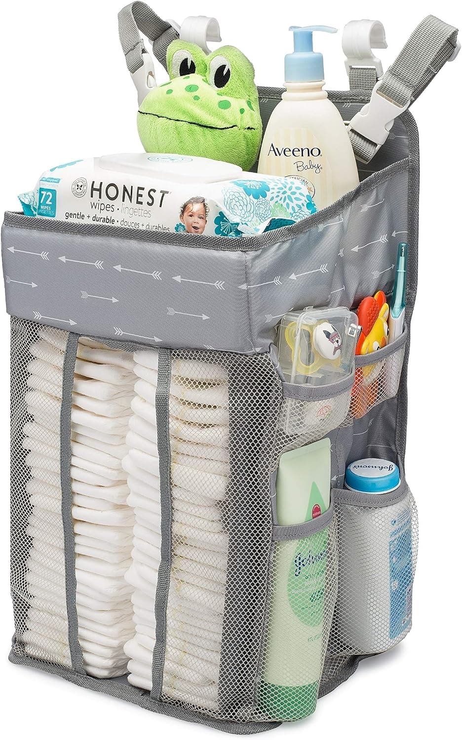 Hanging Nursery Organizer and Baby Diaper Caddy for Crib, Changing Table or Wall