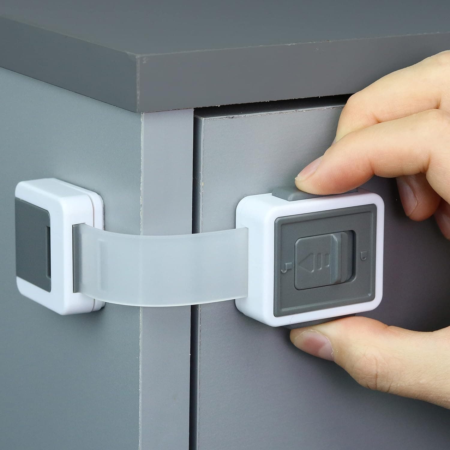 Child Safety Locks (4-Pack) - Baby Proof Cabinets, Drawers, Toilets & Appliances, Adjustable Strap