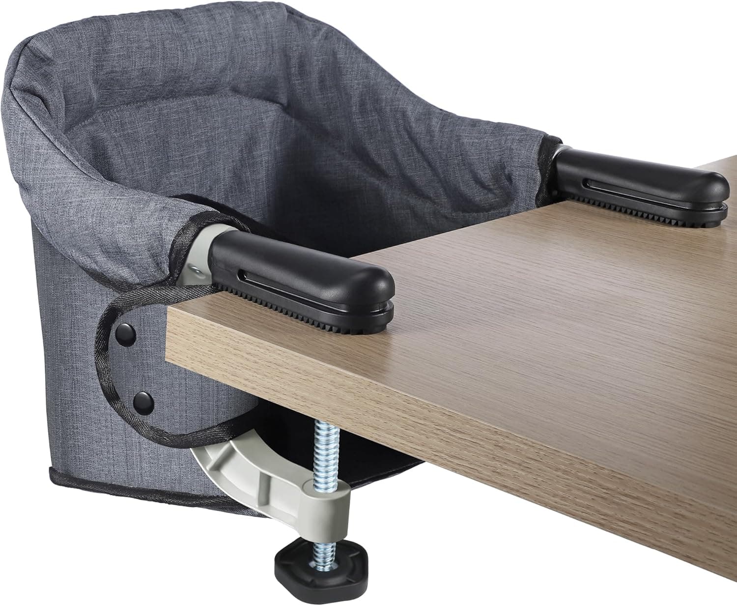 Hook On High Chair for Babies 6-36 Months, Portable Foldable Travel High Chair with Aluminum Clamp - Dark Grey