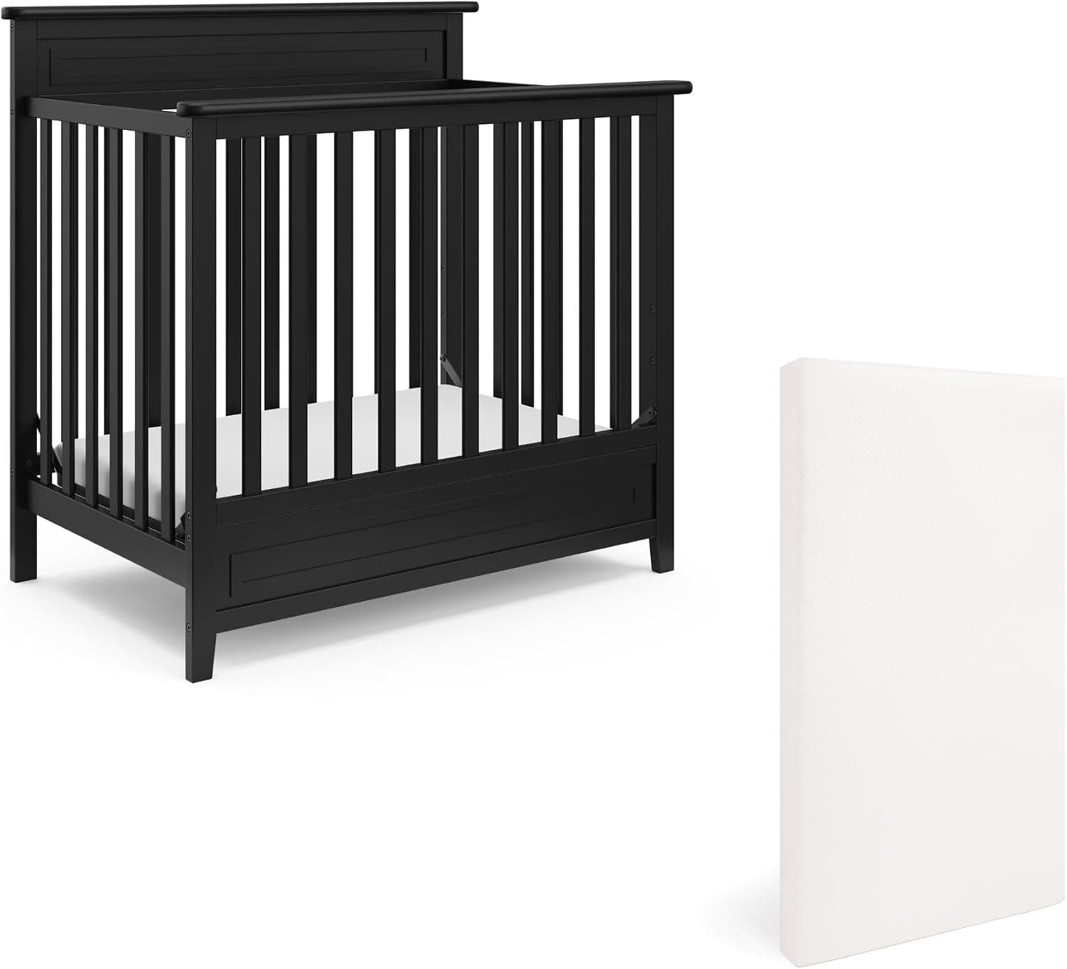 Storkcraft Petal 4-in-1 Convertible Mini Crib, GREENGUARD Gold Certified, White