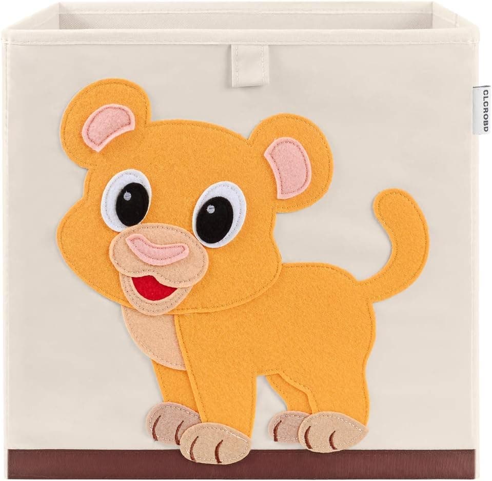 CLCROBD Foldable Animal Cube Storage Bins Fabric Toy Organizer for Nursery (Baby Lion)