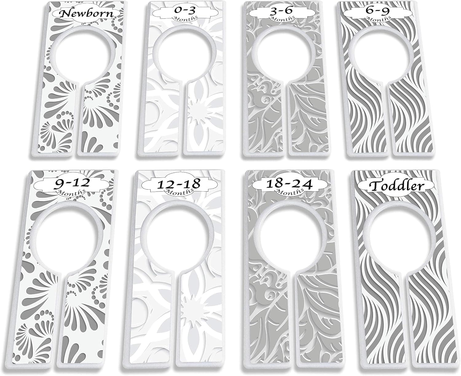YardieBaby Closet Dividers for Baby Clothes - Set of 8 Size Age Hanger Dividers, Newborn to Toddler (Neutral)