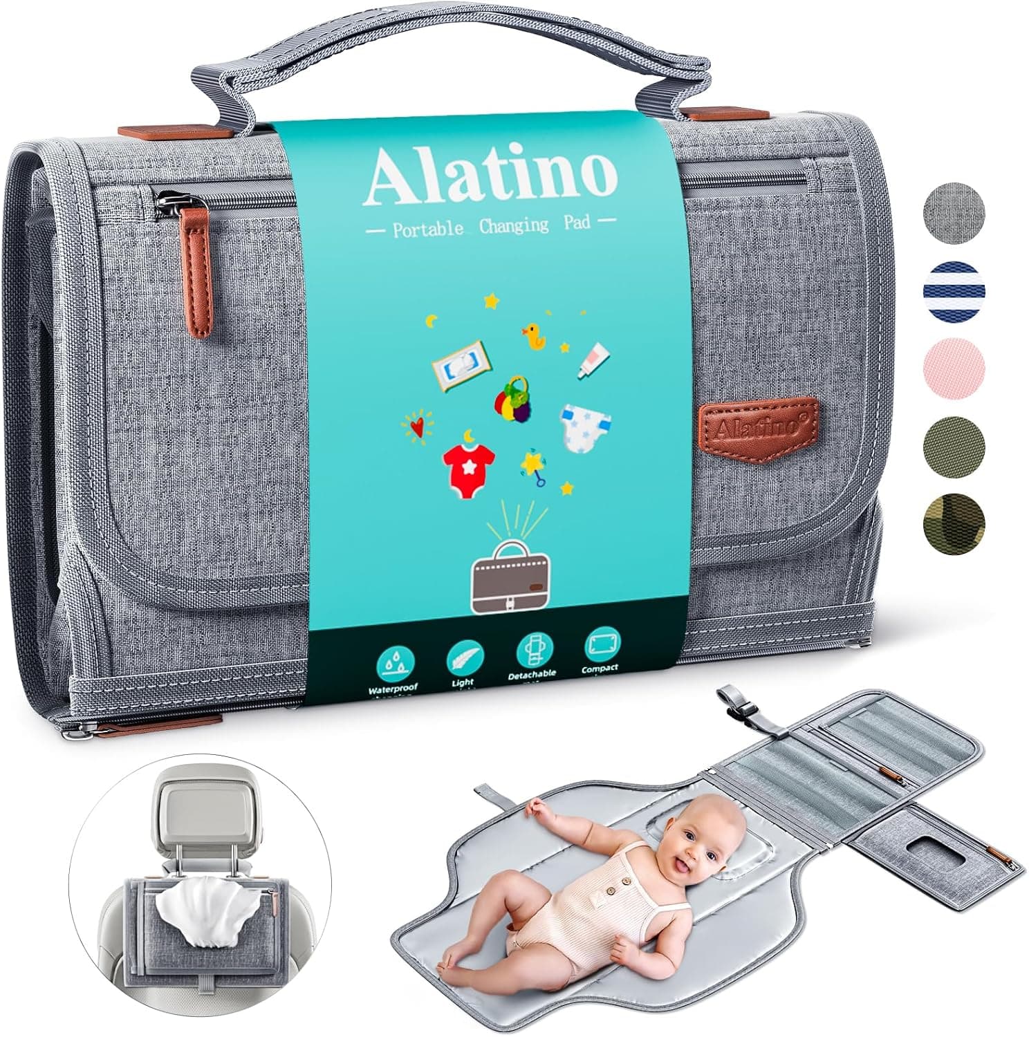 Portable Changing Pad Diaper Baby - XXL Premium Waterproof Lightweight Changing Station Compact Clutch Foldabl
