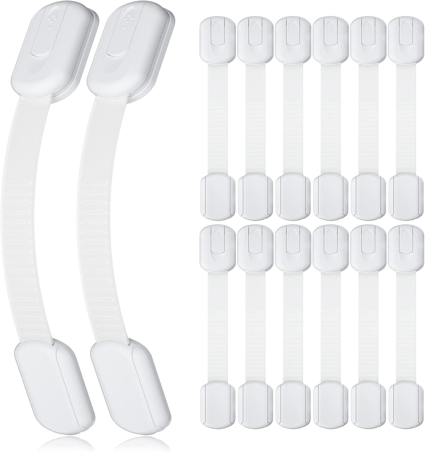 4our Kiddies 14 Pack Baby Proof Cabinet Latches, Childproof Drawer Latches, Adjustable No Drilling