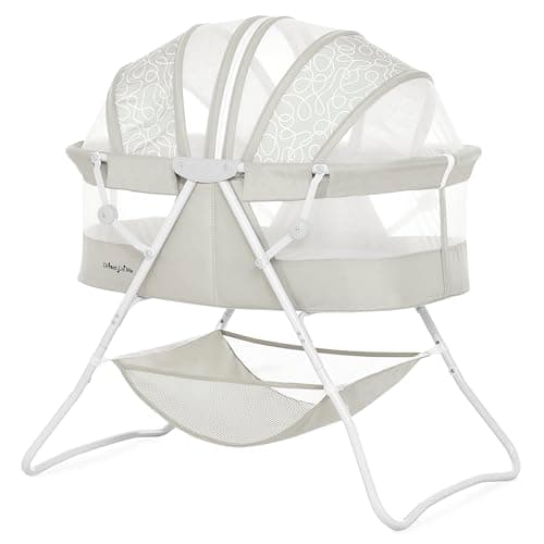 Dream On Me Karley Portable Infant Bassinet, Double Mesh Canopy, Cool Grey