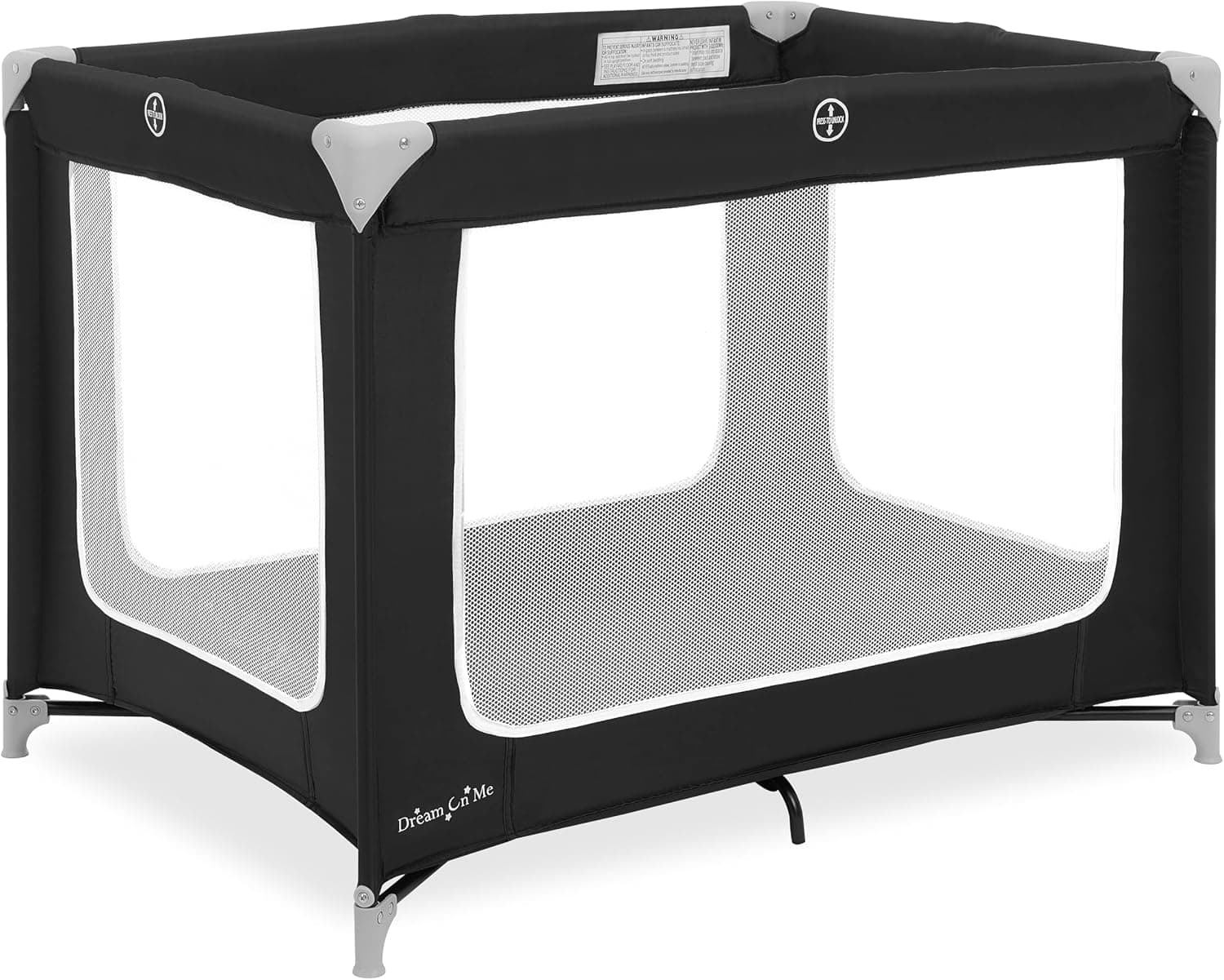 Dream On Me Zoom Portable Playard in Black, Lightweight and Easy Setup