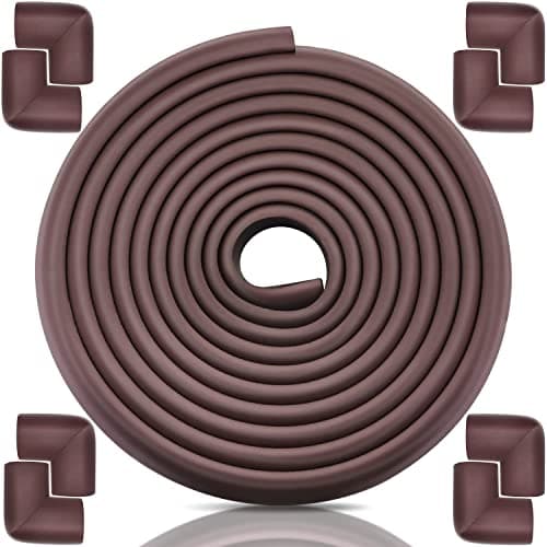 Baby Proofing Edge Corner Protectors for Furniture, 18ft Edge + 8 Corners | Soft Thick Rubber Foam Bumper, 18.1ft Edge Strips + 8 Corner Guards for Furniture, Fireplace, Cabinet & Wall Sharp Corners