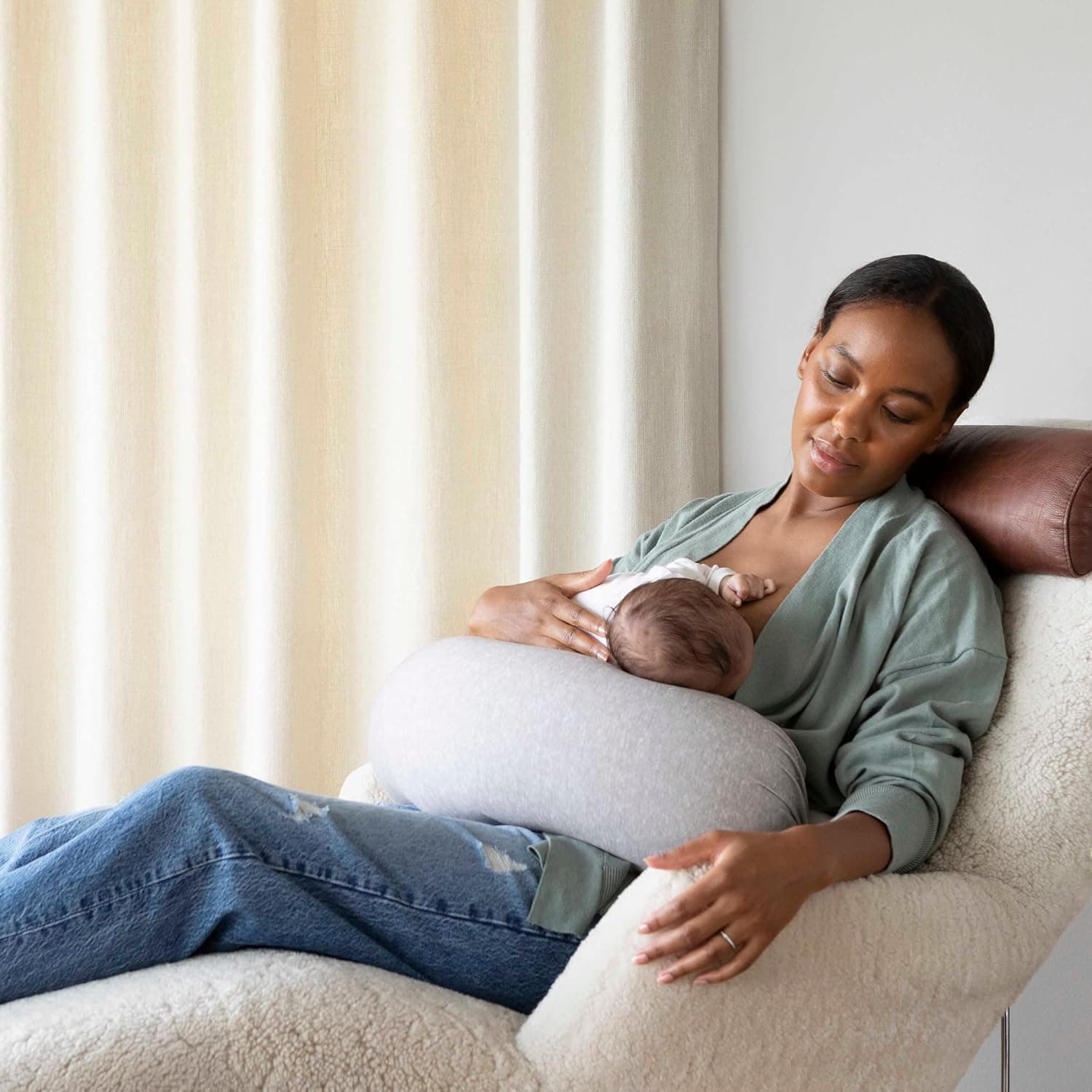 bbhugme Adjustable Nursing Pillow - Adjustable Firmness and Fit, Grey