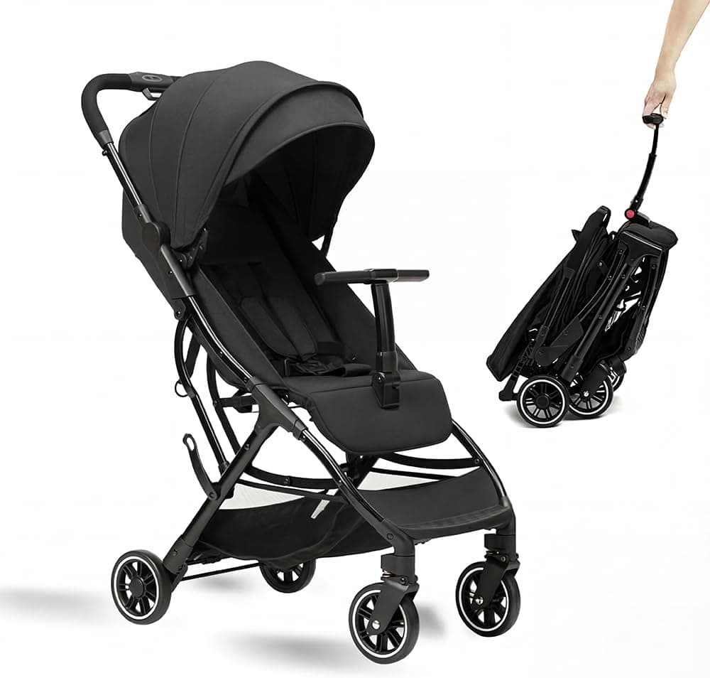COOL KIDS Portable Stroller with Automatic Fold, Lightweight Umbrella Stroller with Pop Out Canopy - Black