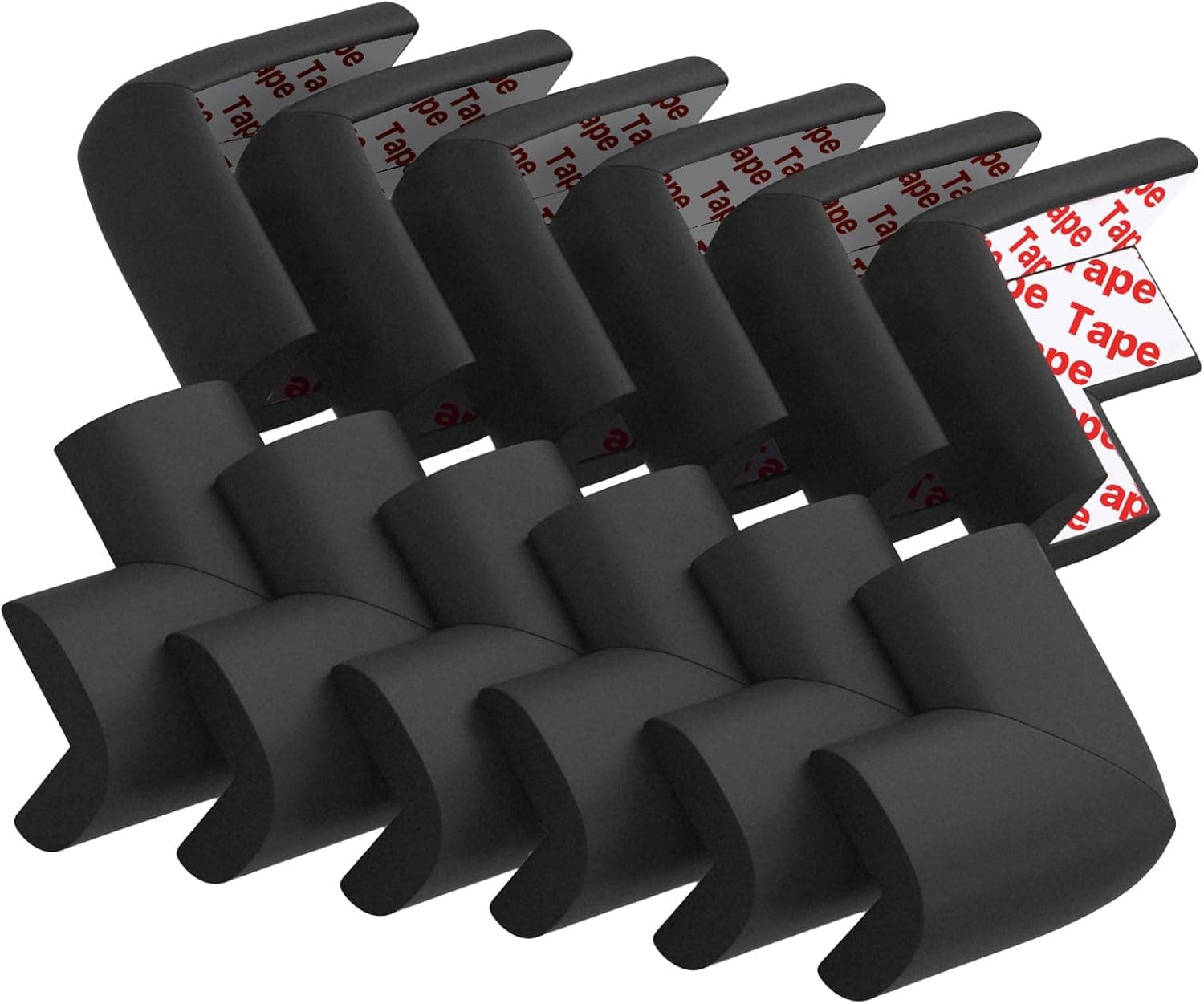 12 Pack Soft Corner Protector Baby Proofing Edge and Corner Guards, Pre-Taped Rubber Foam Bumper (Black)