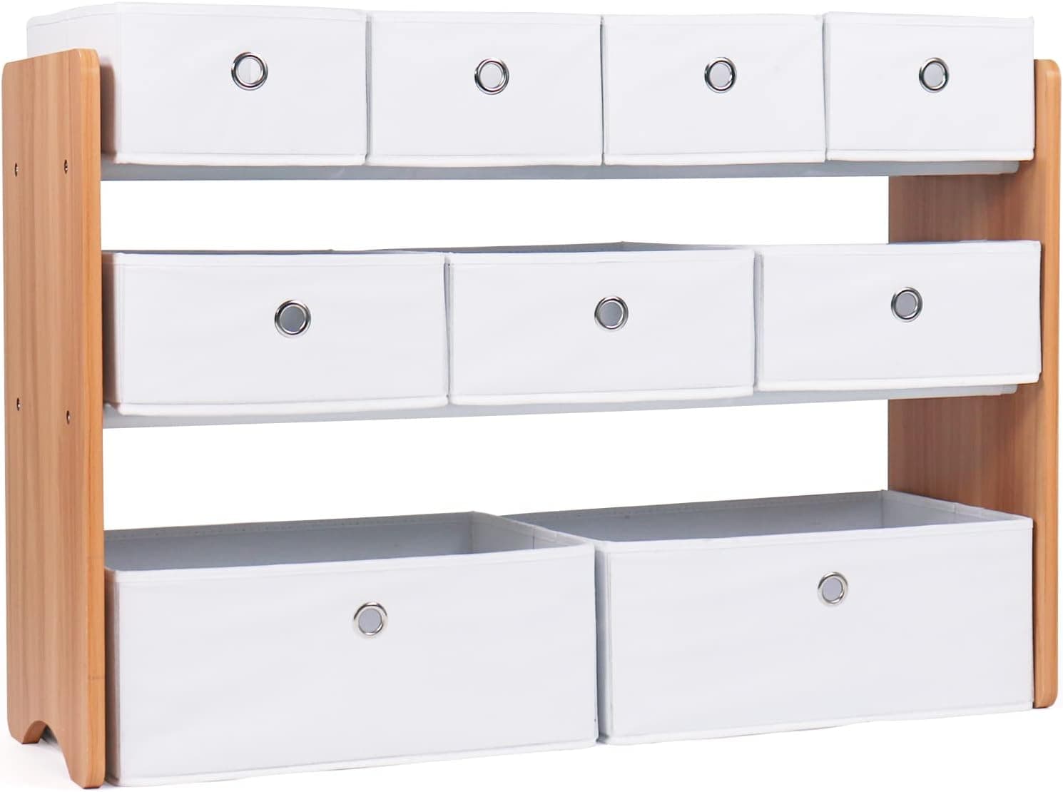 Humble Crew Toy Storage Organizer with 9 Removable Fabric Bins, Natural/White