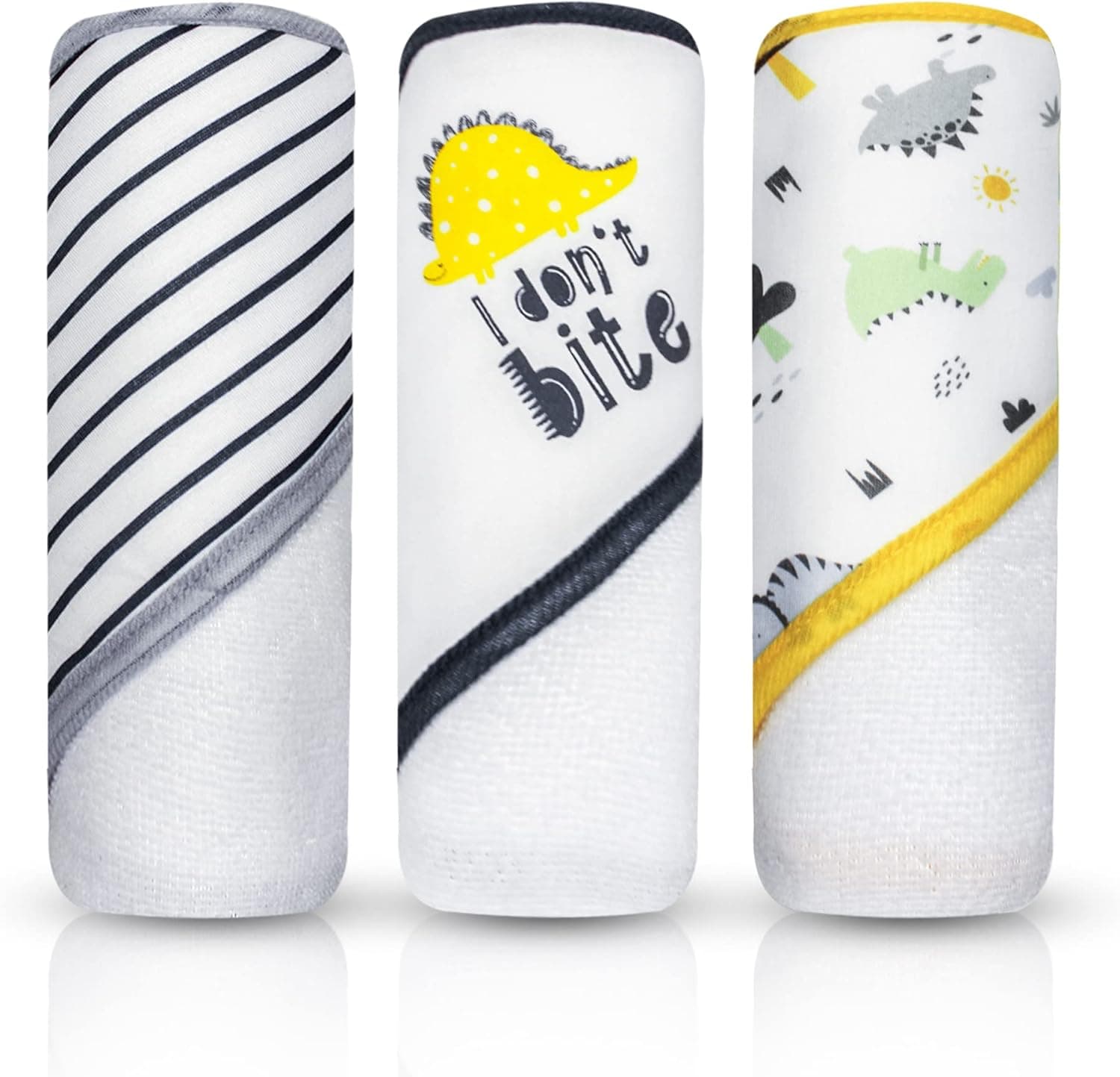 MODERN BABY 3 Pack Hooded Baby Bath Towel Set for Newborns, Infants & Toddlers, Boys & Girls