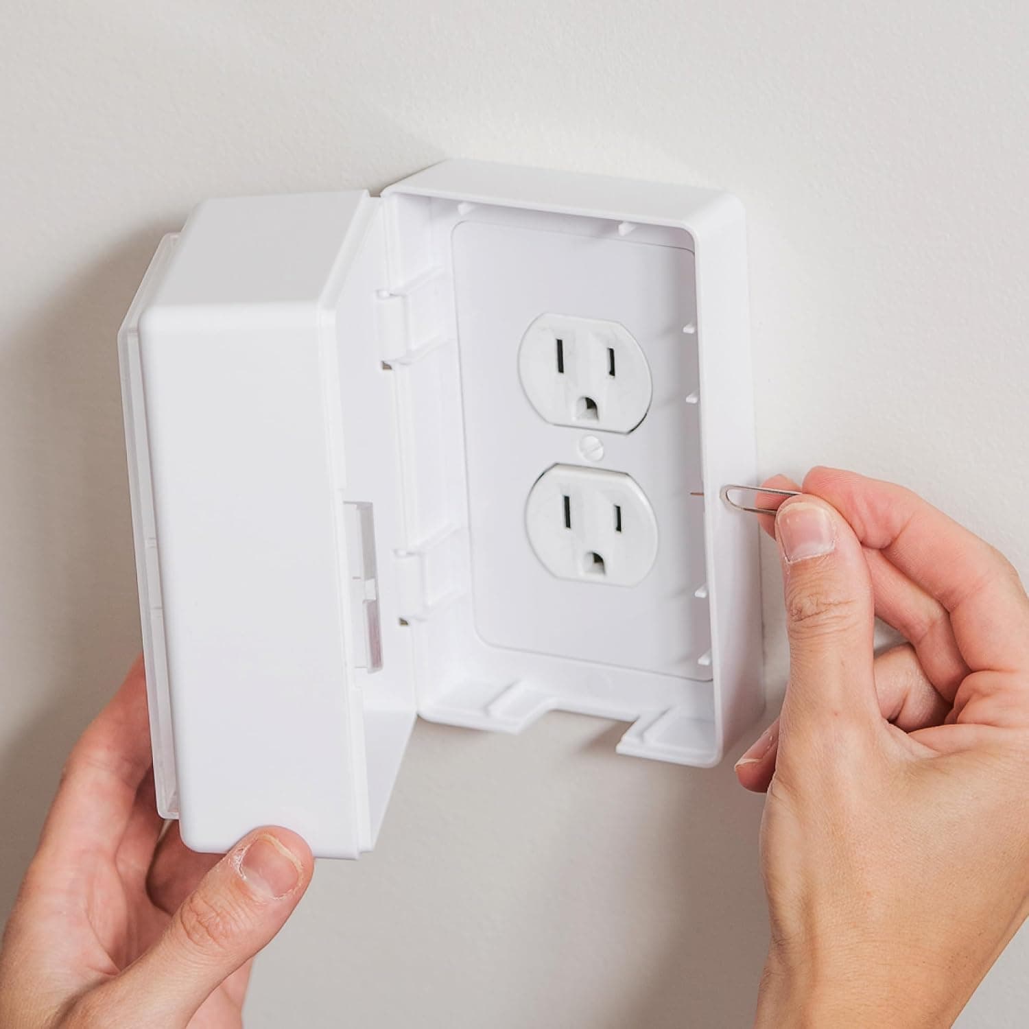 Outlet Cover Box Baby Proofing - Child Safety Outlet Protector Box for Plugs & Cords, Locking Childproof Plug Cover