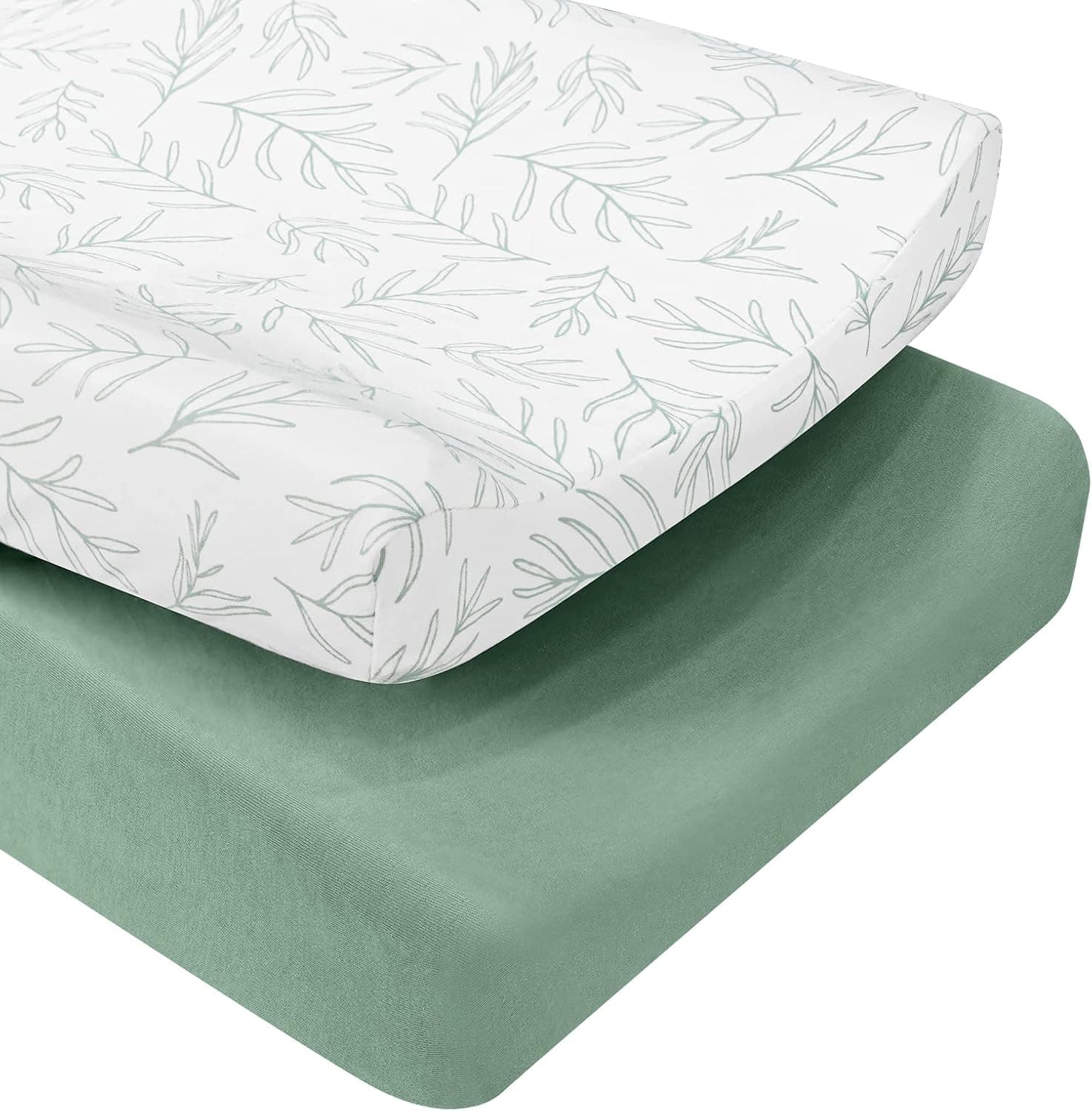 Babebay Changing Pad Cover, Ultra Soft Jersey Knit Cotton, 2 Pack (Sage Green)