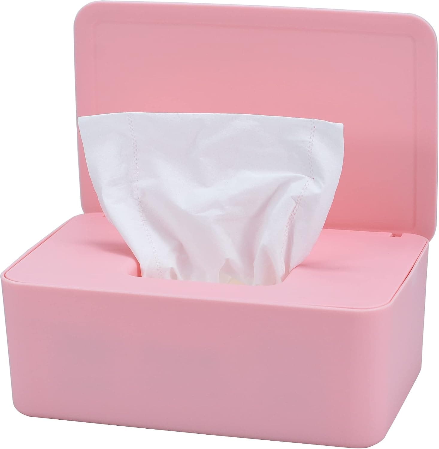 Diaper Wipes Dispenser, Baby Wipe Holder with Non-Slip Feet, Keeps Wipes Fresh (Pink)