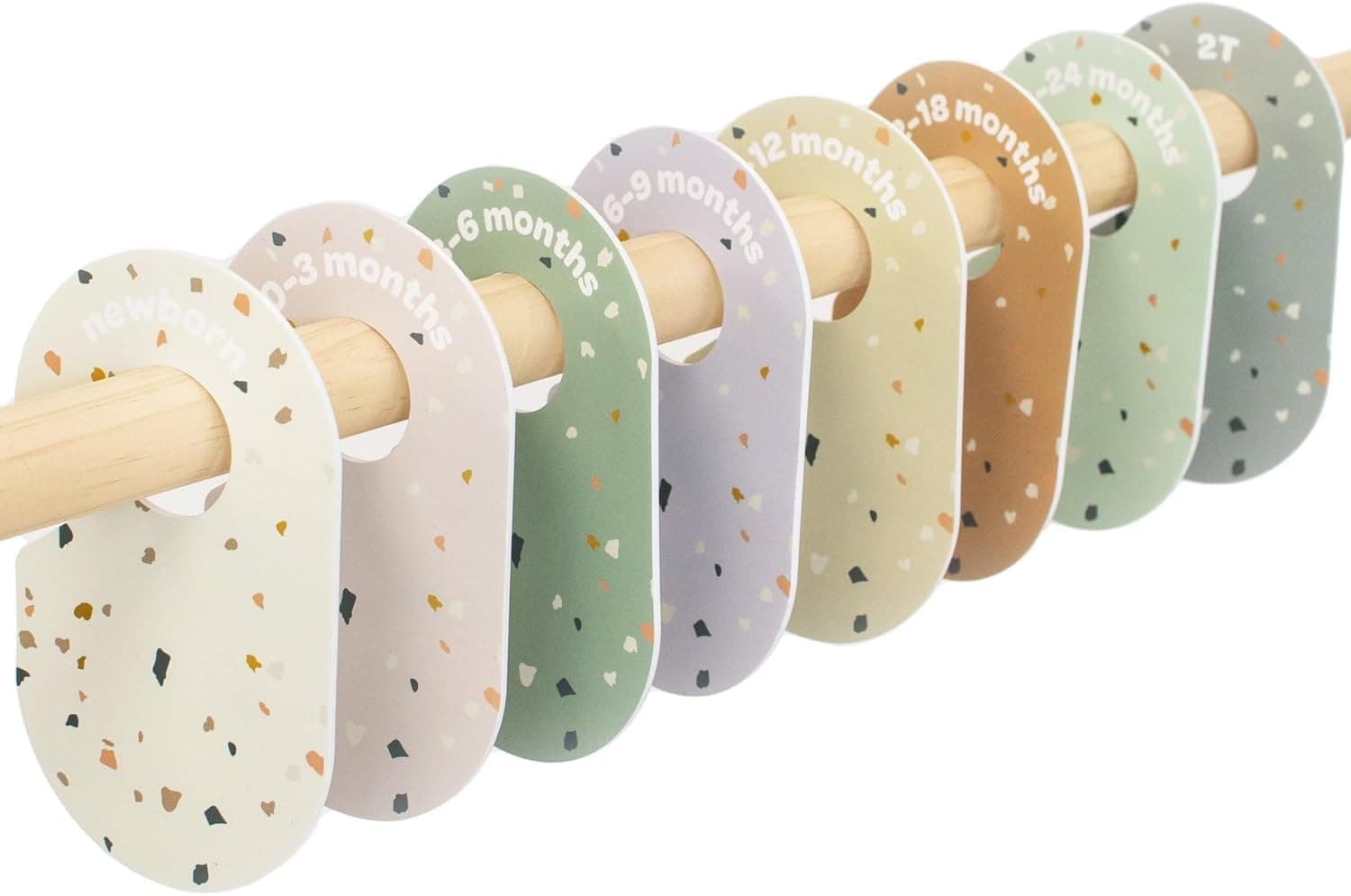 3 Sprouts Baby Closet Dividers 8-Piece Set Newborn to 2T - Double-Sided Nursery Organizer, Terrazzo