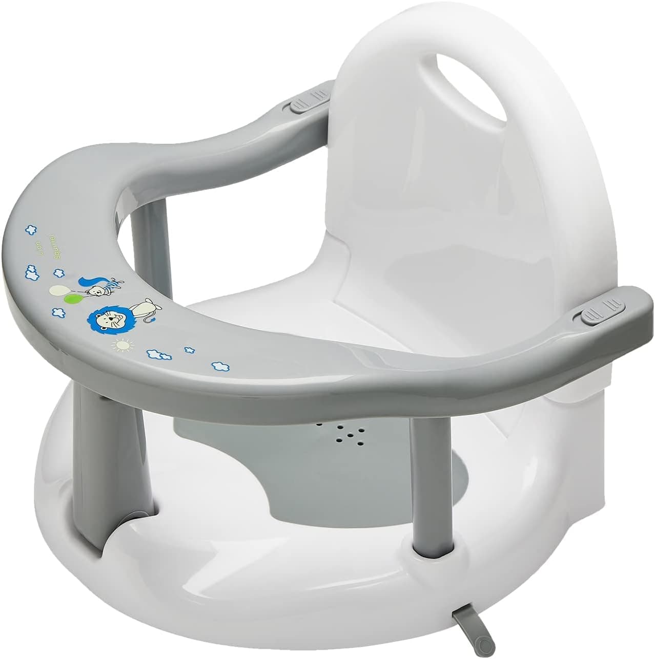 Foldable Baby Bathtub Seat, Non Slip Cute Shape Surround Seat with Suction Cups for 6-18 Months (Grey)