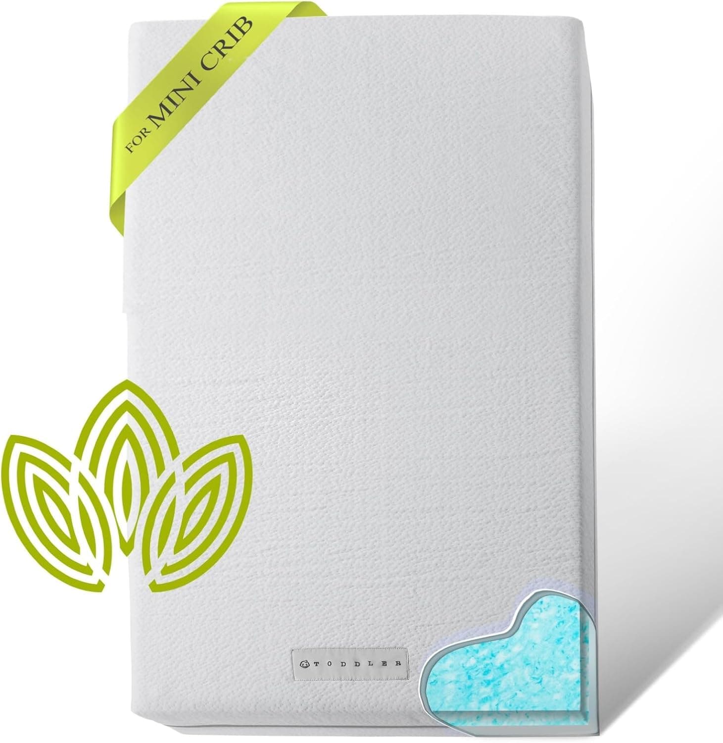 Organic Cotton Dual-Sided Mini Crib Mattress, 38x24x3 Memory Foam 2-Stage CertiPUR-US Waterproof