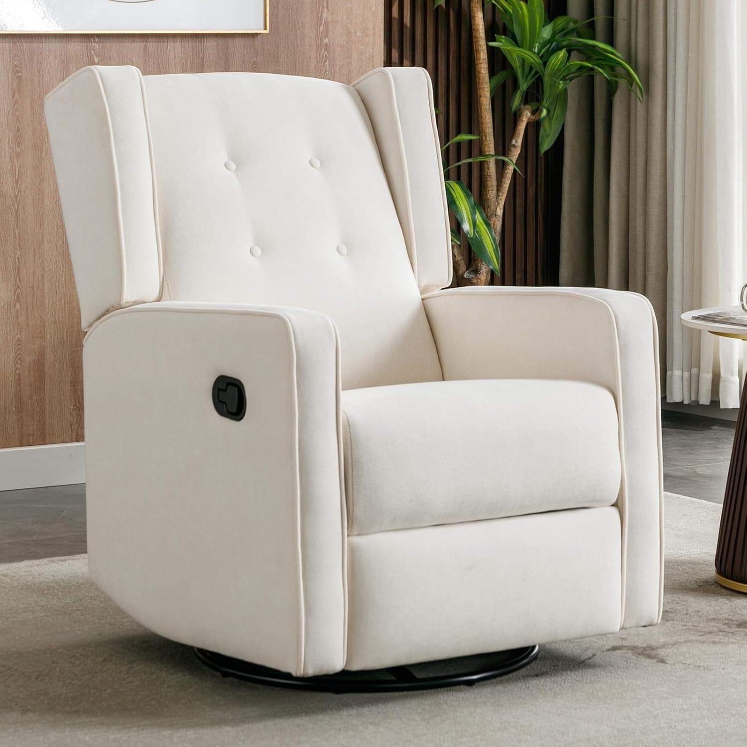 CANMOV Swivel Rocker Recliner Chair, Nursery Glider Chair, Manual Reclining Chair (White)