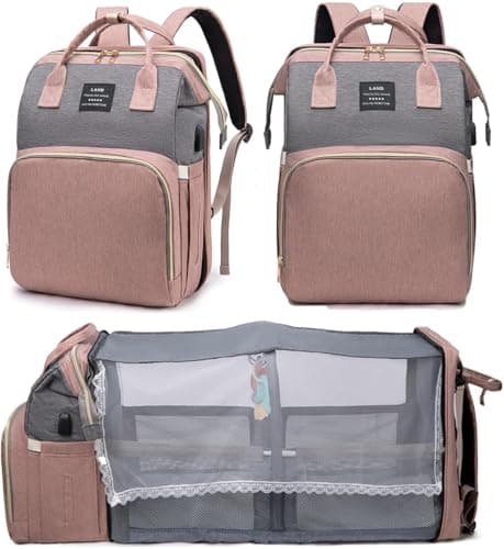 houscly Diaper Bag Backpack with Changing Station, 25L Large Capacity | Multifunction baby bag, baby registry search, baby girl newborn essentials must haves, baby shower gifts, pink