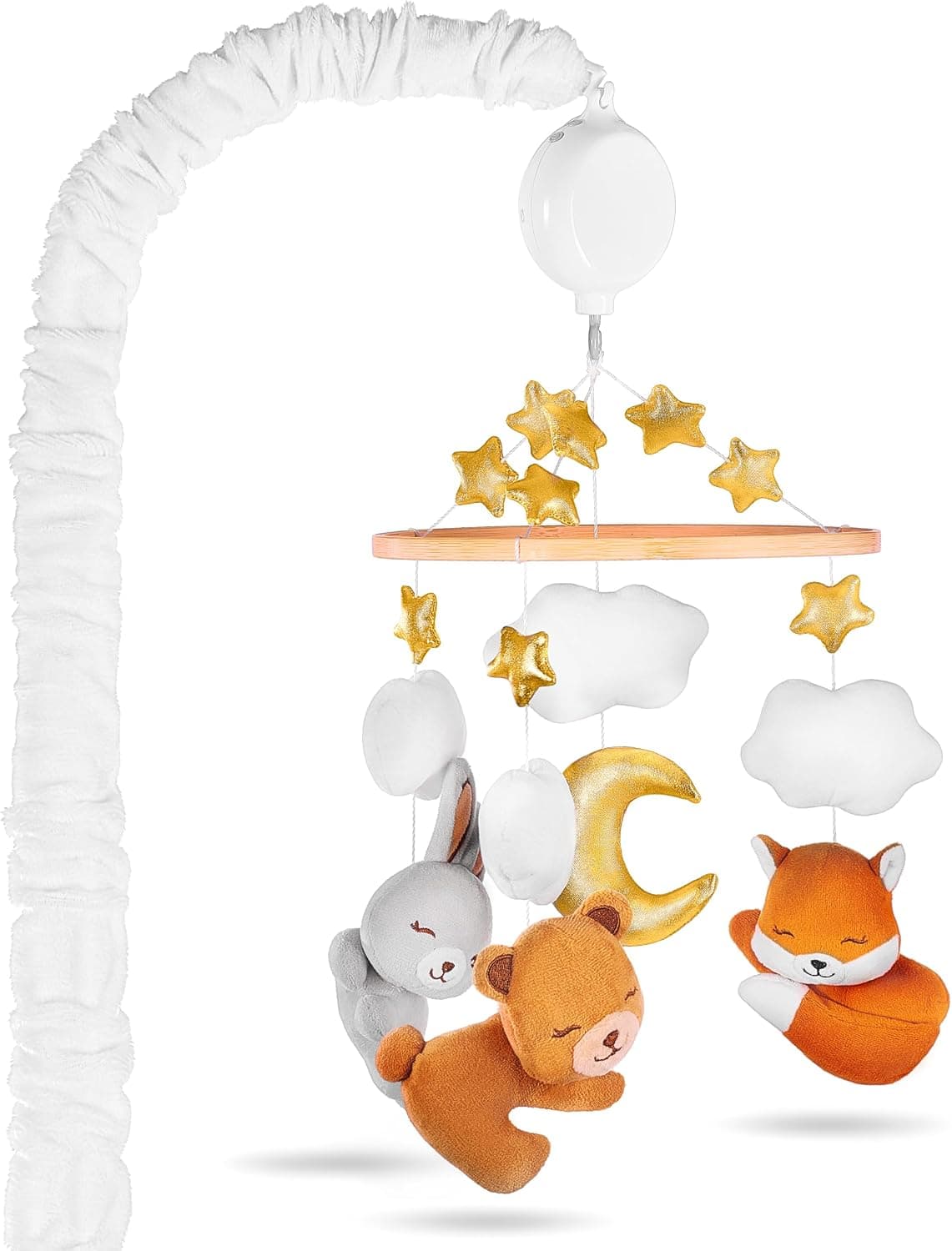 VEVIBOOM Baby Crib Mobile - Musical Nursery Mobile with 35 Lullabies, Volume Control, Montessori-Inspired Woodland Animals, Gender Neutral
